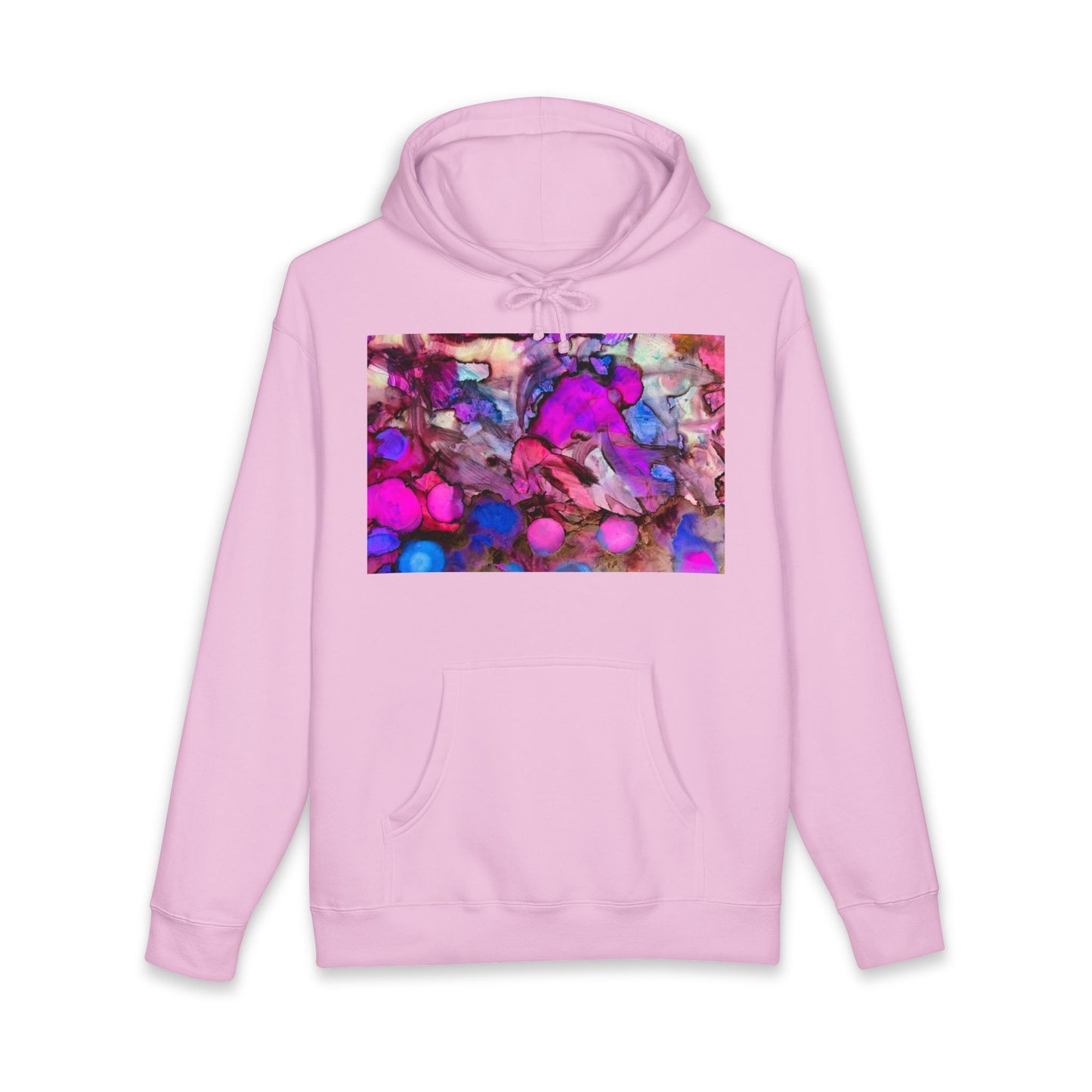 Abstract Neon Bubbles Hoodie — Vibrant Pink & Purple Art Pullover