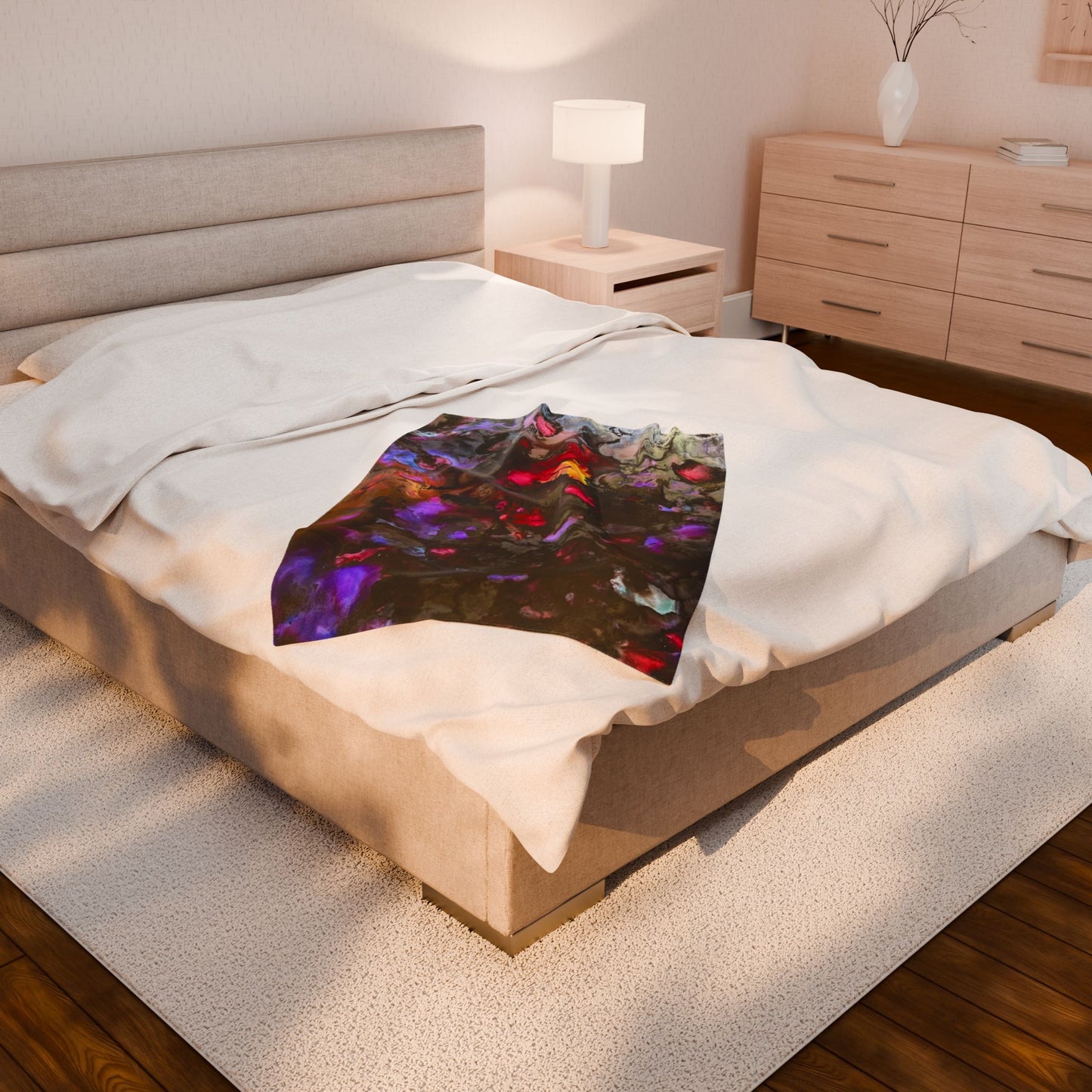 Cozy Velveteen Plush Blanket with Vibrant Abstract Design, Perfect for Home Decor, Gift for Friends, Soft Throw, Living Room Accent
