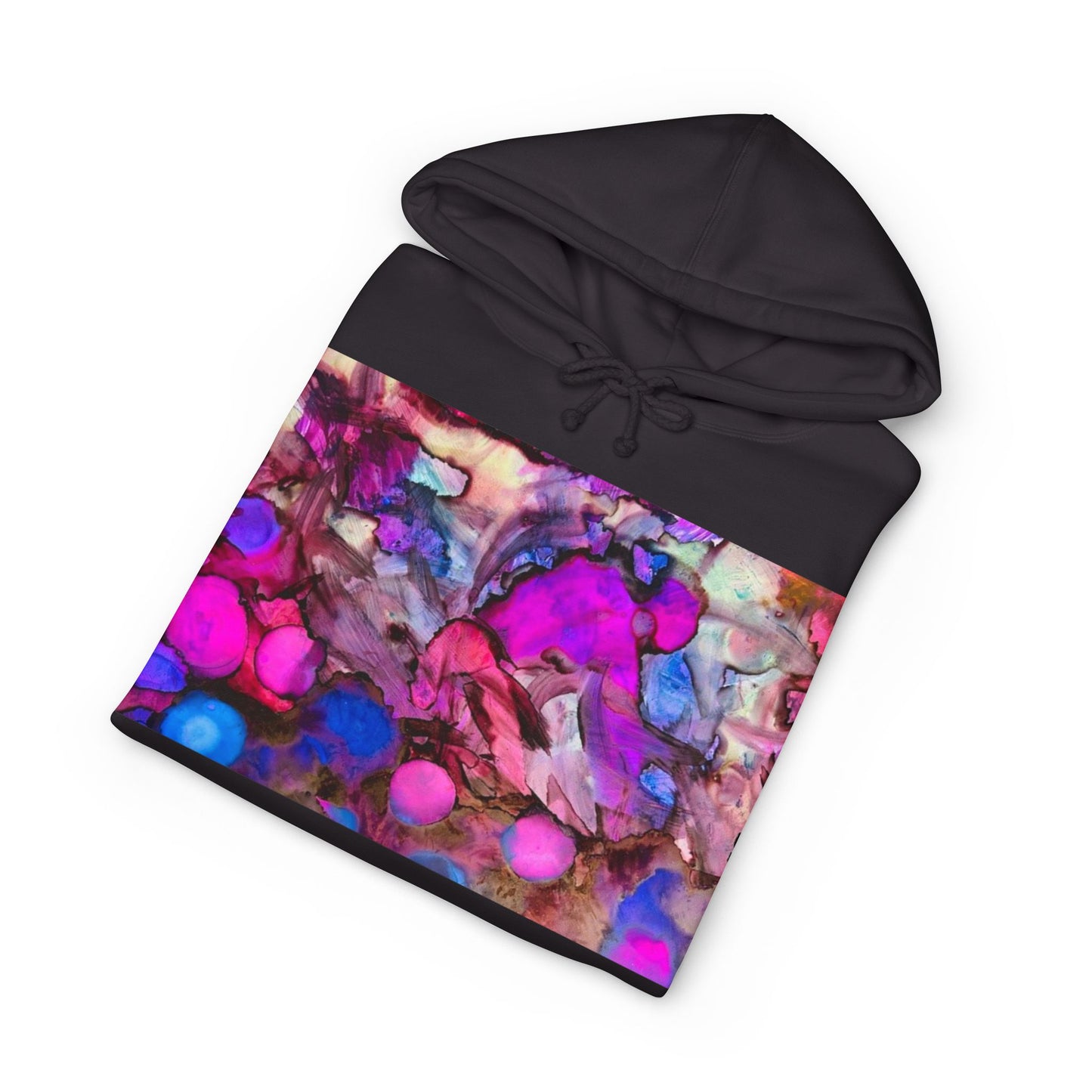 Abstract Neon Bubbles Hoodie — Vibrant Pink & Purple Art Pullover