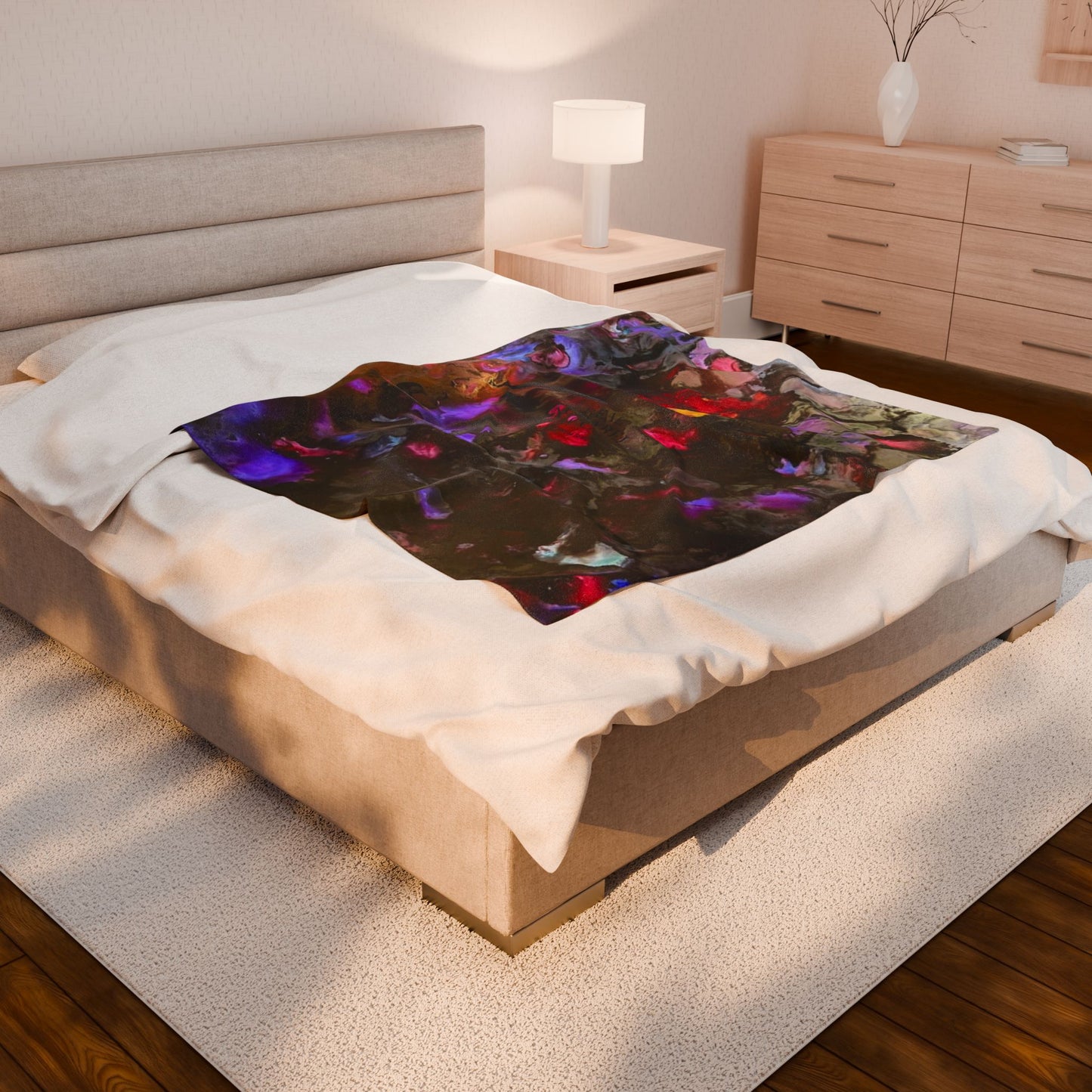 Cozy Velveteen Plush Blanket with Vibrant Abstract Design, Perfect for Home Decor, Gift for Friends, Soft Throw, Living Room Accent