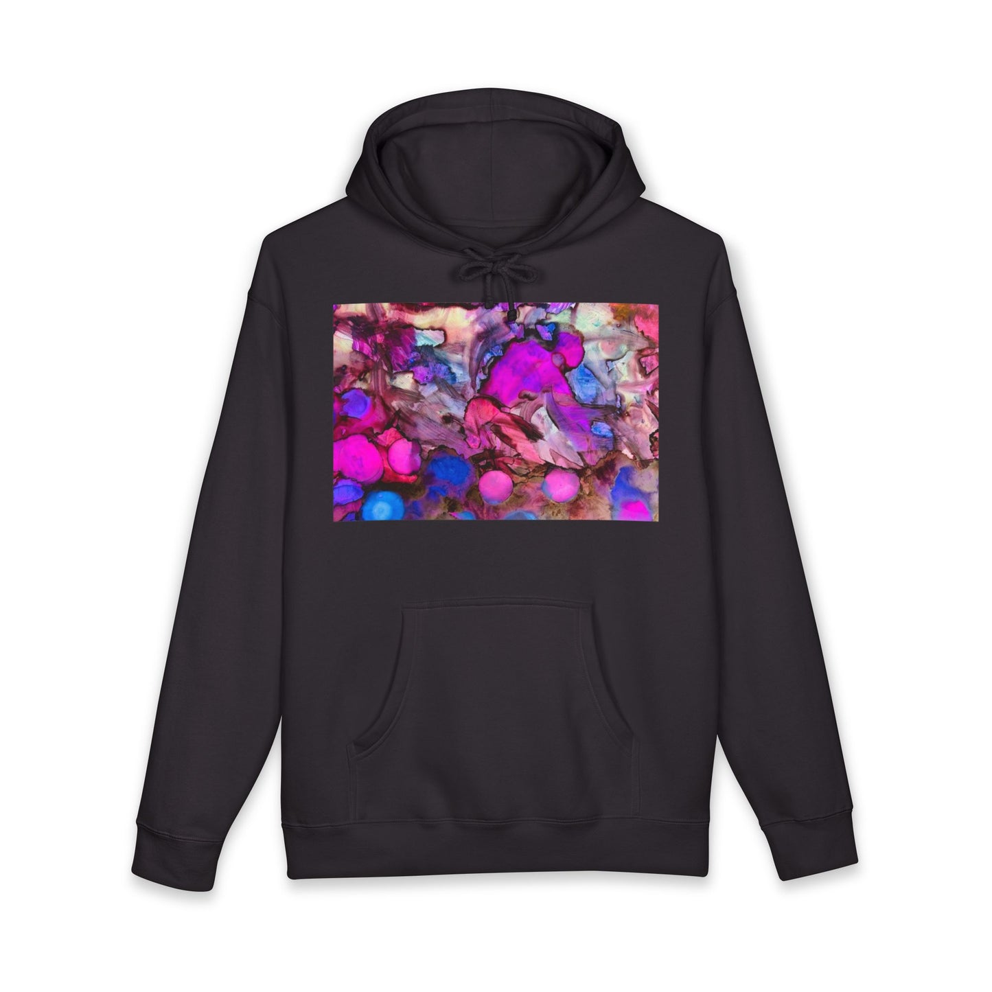 Abstract Neon Bubbles Hoodie — Vibrant Pink & Purple Art Pullover
