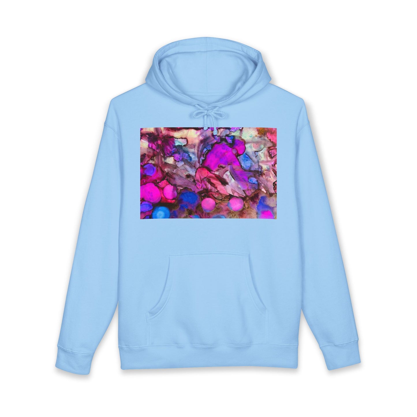 Abstract Neon Bubbles Hoodie — Vibrant Pink & Purple Art Pullover