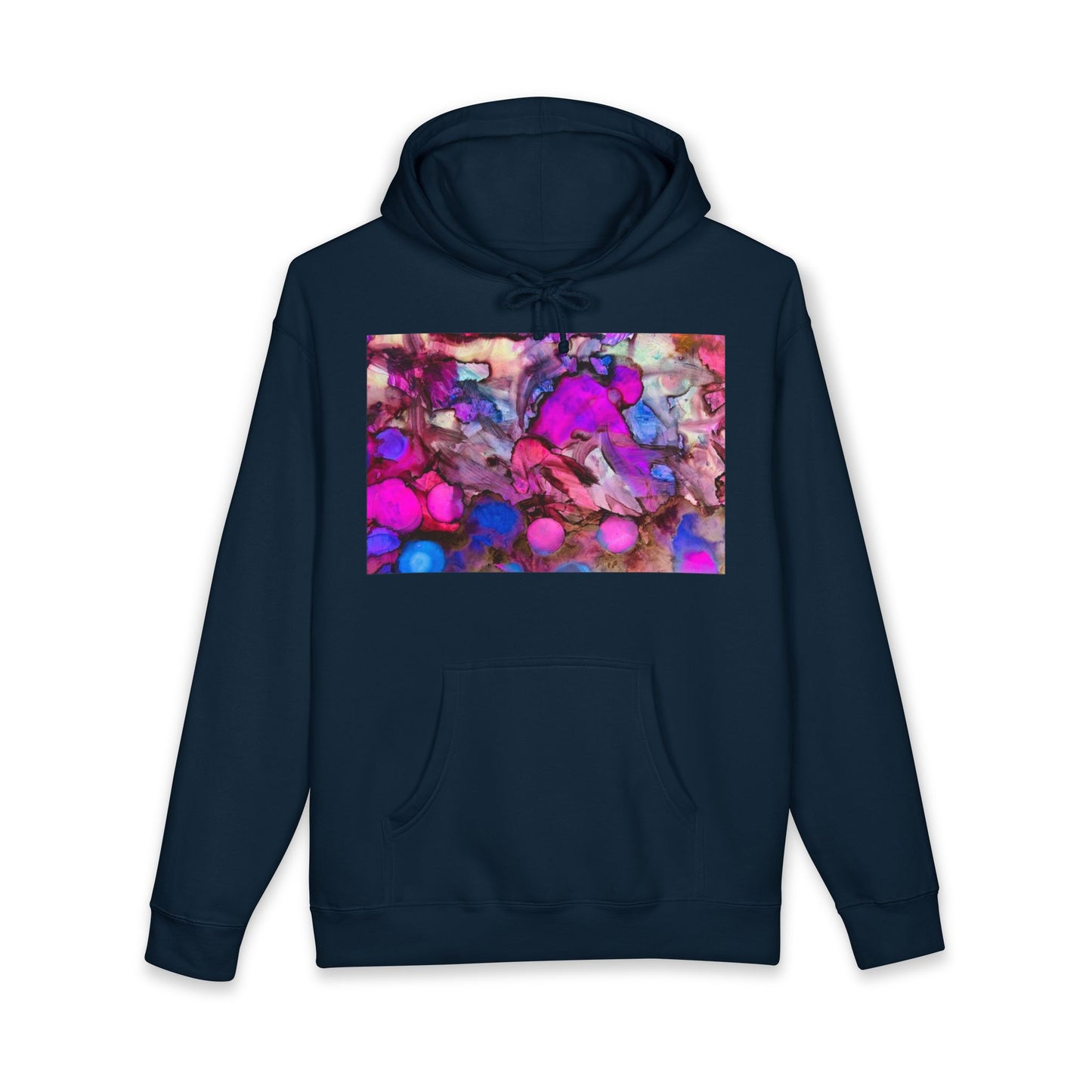 Abstract Neon Bubbles Hoodie — Vibrant Pink & Purple Art Pullover