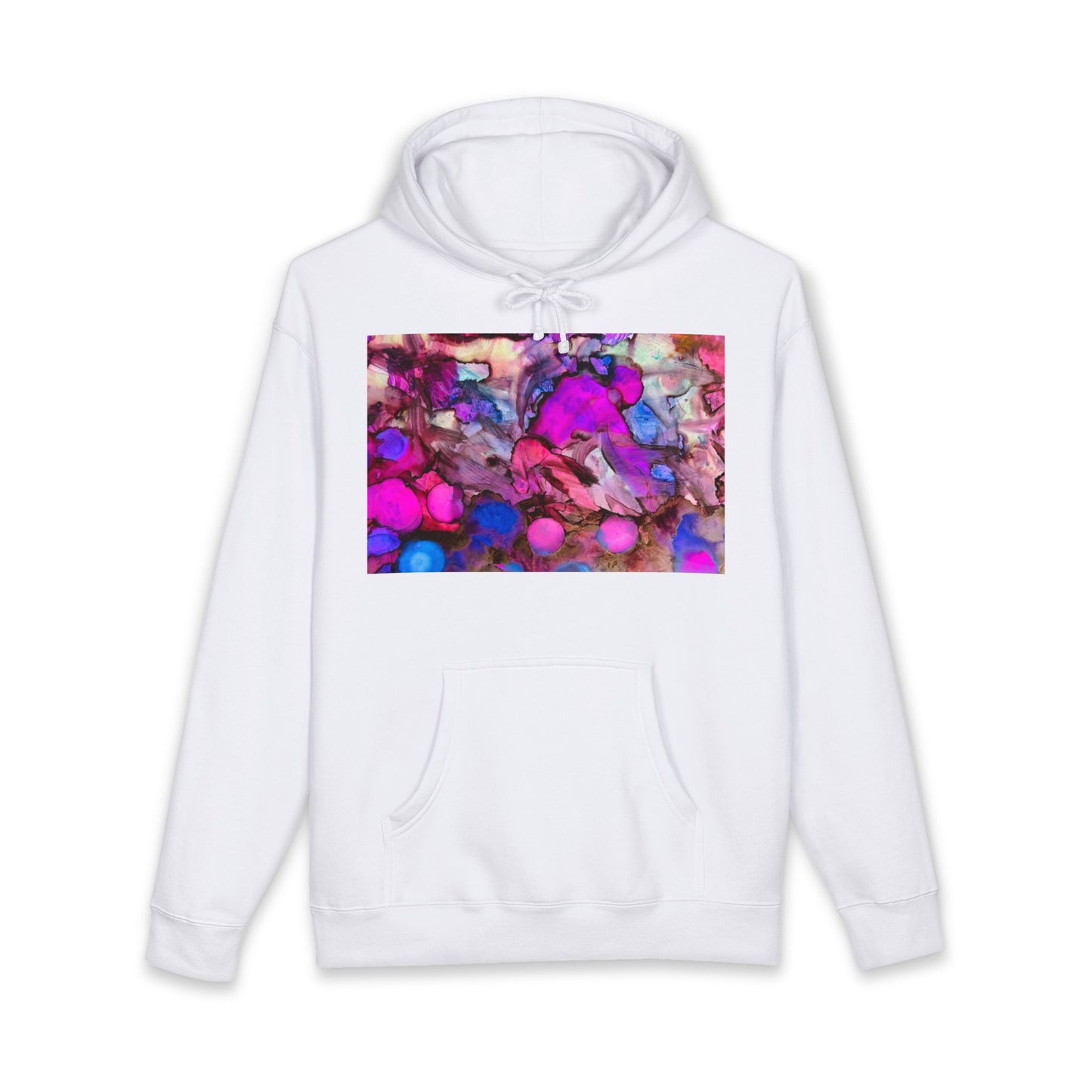 Abstract Neon Bubbles Hoodie — Vibrant Pink & Purple Art Pullover