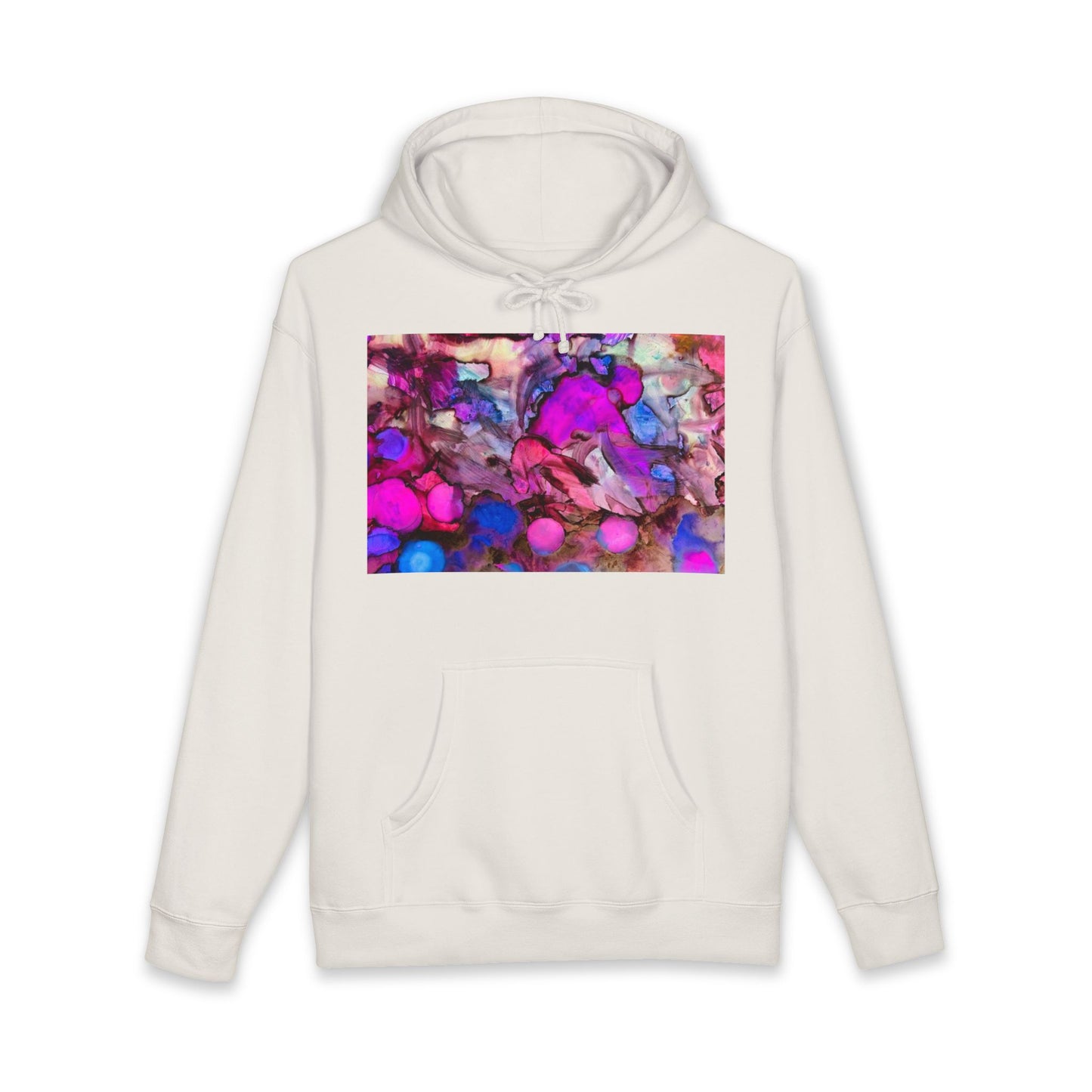 Abstract Neon Bubbles Hoodie — Vibrant Pink & Purple Art Pullover