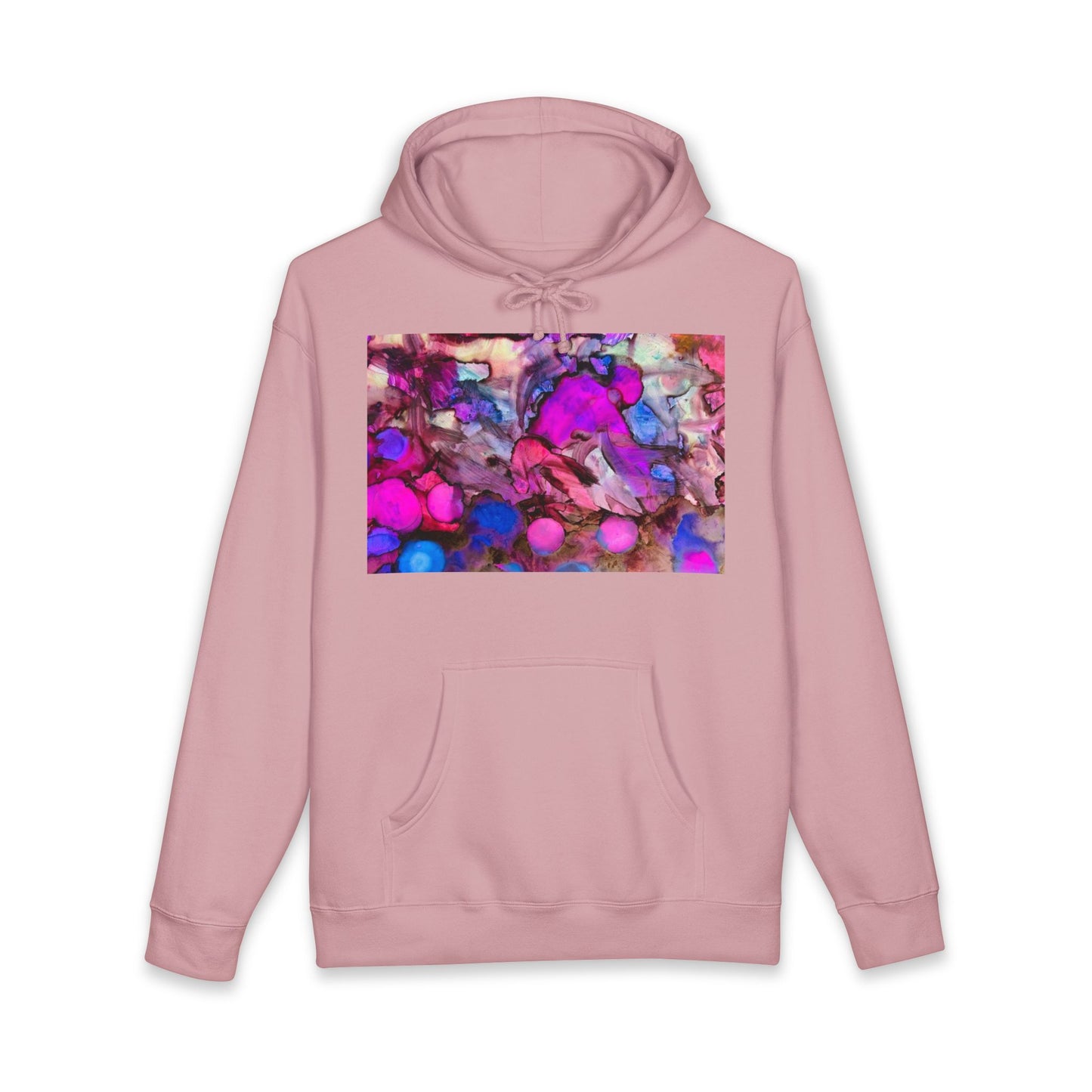 Abstract Neon Bubbles Hoodie — Vibrant Pink & Purple Art Pullover