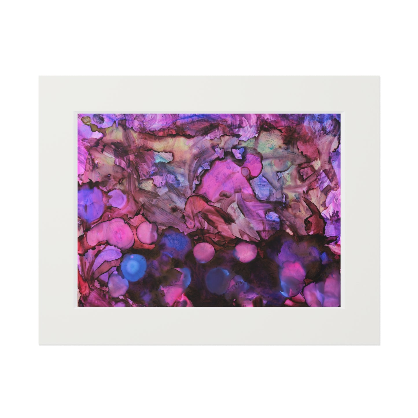 Abstract Purple Ink Art Print with White Passepartout — Fine Art Wall Decor