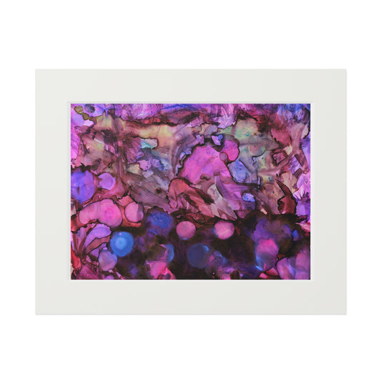 Abstract Purple Ink Art Print with White Passepartout — Fine Art Wall Decor