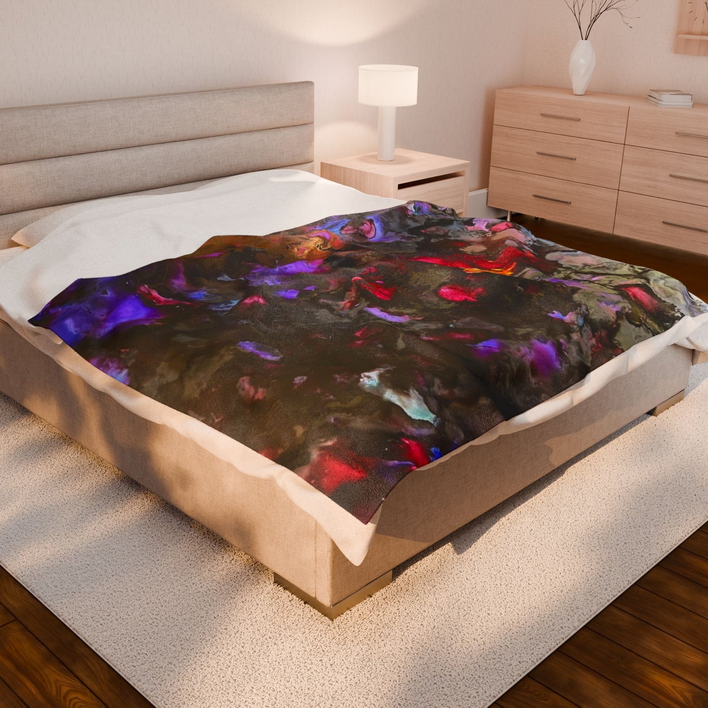 Cozy Velveteen Plush Blanket with Vibrant Abstract Design, Perfect for Home Decor, Gift for Friends, Soft Throw, Living Room Accent