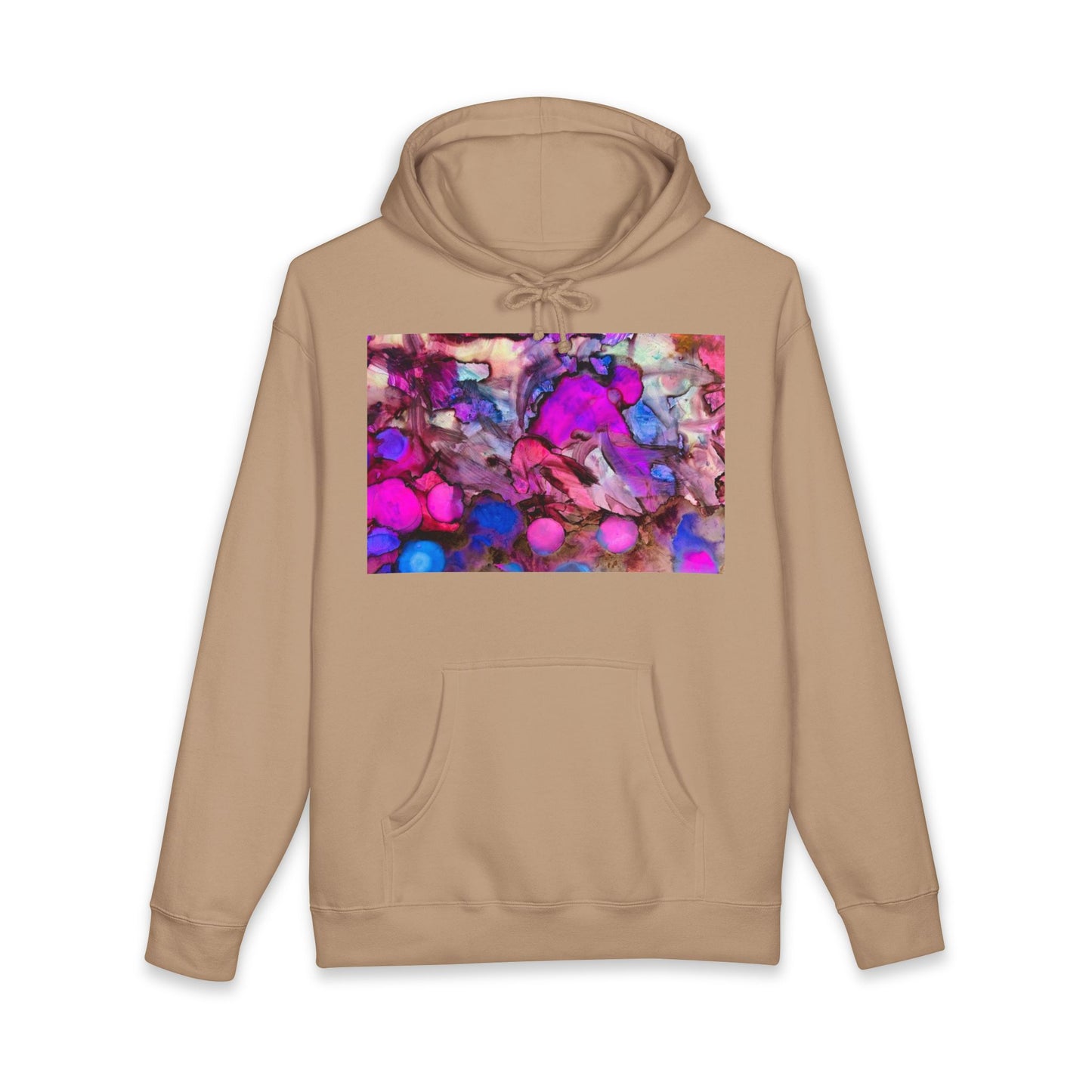 Abstract Neon Bubbles Hoodie — Vibrant Pink & Purple Art Pullover