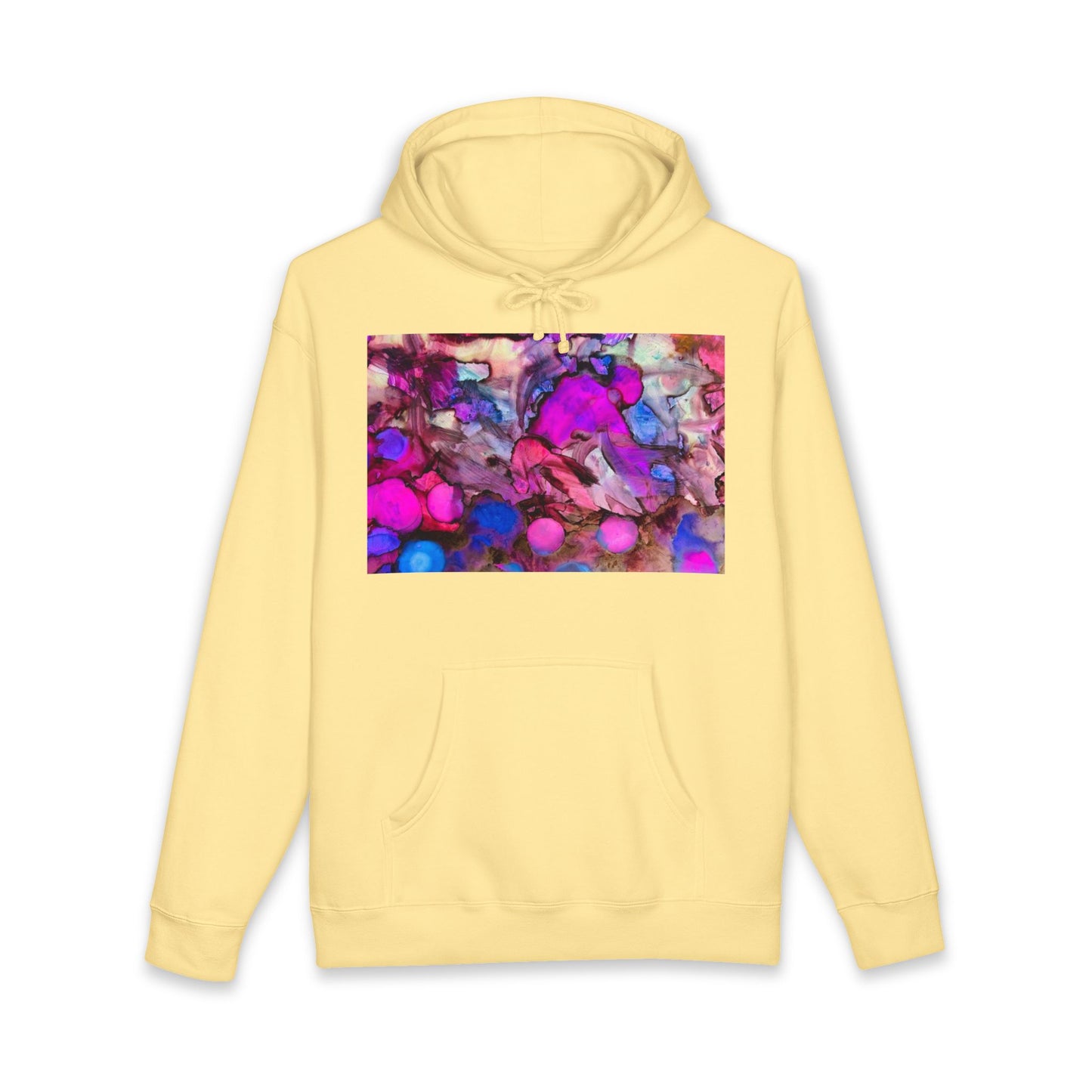 Abstract Neon Bubbles Hoodie — Vibrant Pink & Purple Art Pullover