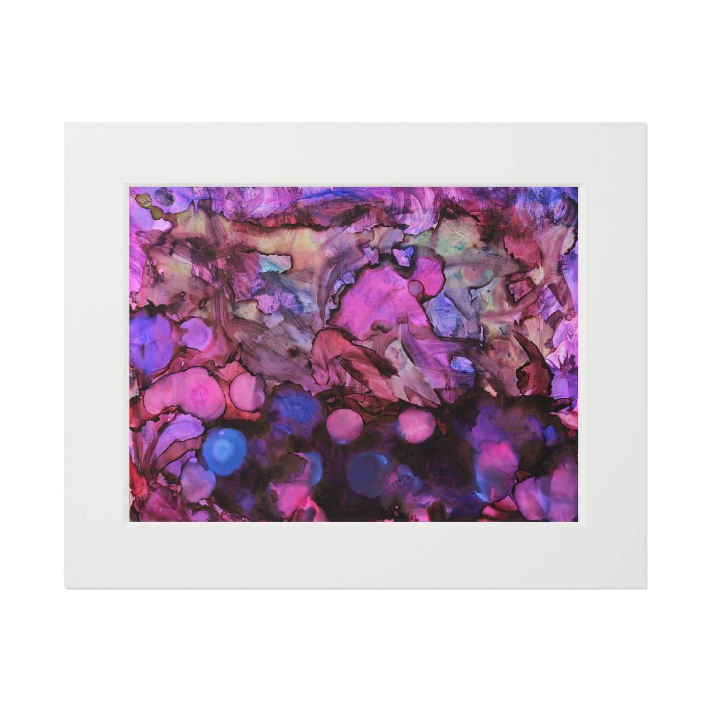 Abstract Purple Ink Art Print with White Passepartout — Fine Art Wall Decor