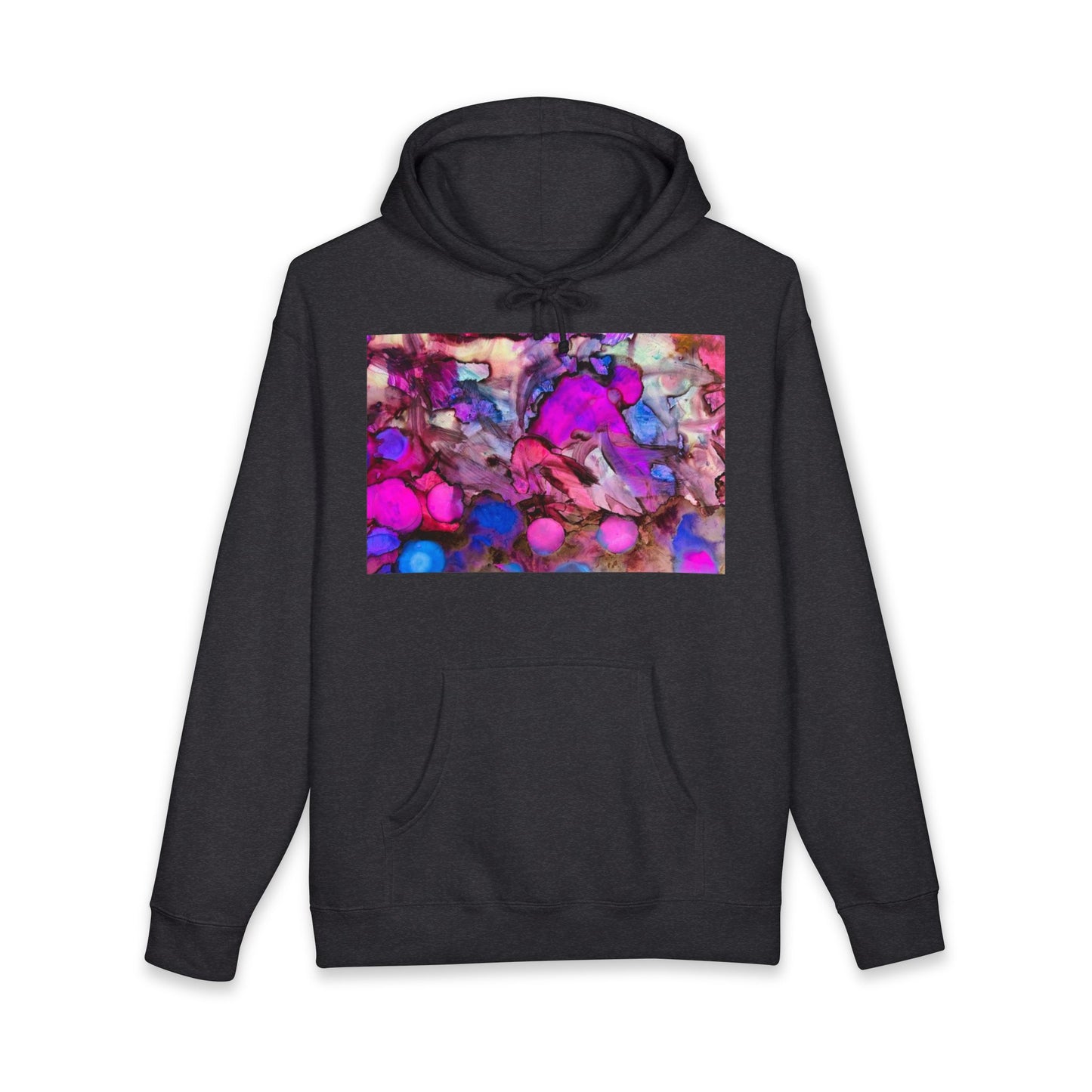 Abstract Neon Bubbles Hoodie — Vibrant Pink & Purple Art Pullover