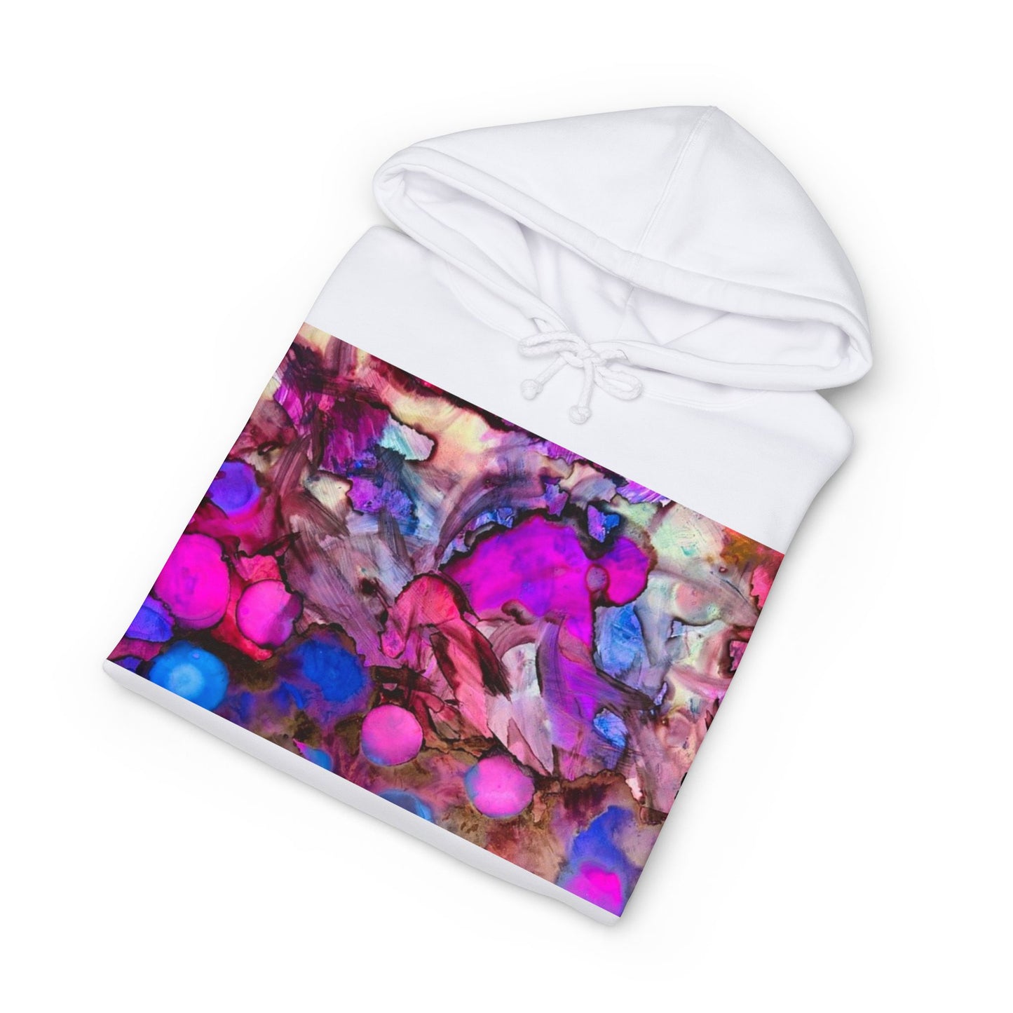 Abstract Neon Bubbles Hoodie — Vibrant Pink & Purple Art Pullover